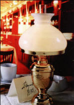 Designed and shaped in typical 1890's style and features 160mm glass shade. Height 350mm.